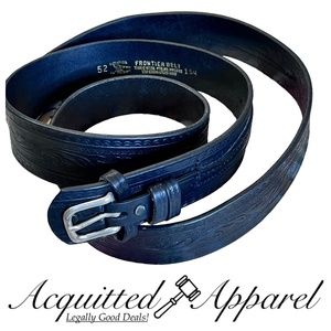 Vogel of Texas Frontier Men's Black Leather Scrolled Belt